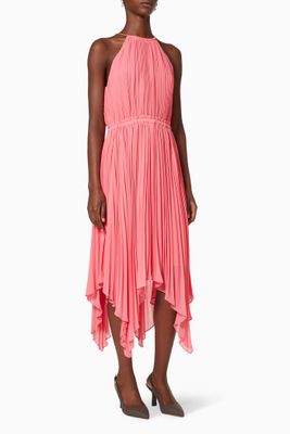 Halter Dress in Pleated Georgette Halter Dress in Pleated Georgette