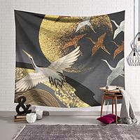 Wall Tapestry Art Decor Blanket Curtain Hanging Home Bedroom Living Room Decoration Polyester Red-crowned Crane miniinthebox - thumbnail
