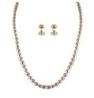 Sri Jagdamba Pearls Single Line Peach Pearl Set - SJPJA-247