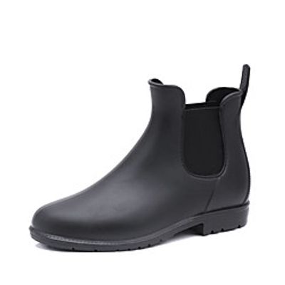 Women's Boots Flat Heel Round Toe Daily PVC Solid Colored Black Brown miniinthebox