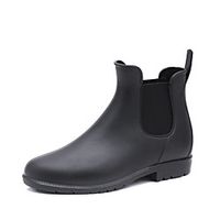 Women's Boots Flat Heel Round Toe Daily PVC Solid Colored Black Brown miniinthebox - thumbnail