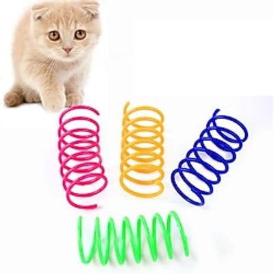 Cat Color Plastic Spring Cat Toy Jumping Ball Interactive Pet Lazy Man Teasing Cat Self Hi Toy 4 Pack Lightinthebox