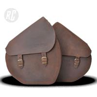 Ruff The Ruffian Leather Saddle Bag Left Brown - thumbnail