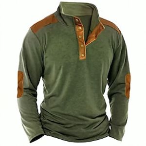 Men's T shirt Tee Henley Shirt Tee Top Long Sleeve Shirt Color Block Henley Street Vacation Long Sleeve Patchwork Clothing Apparel Vintage Designer Basic Lightinthebox