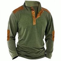 Men's T shirt Tee Henley Shirt Tee Top Long Sleeve Shirt Color Block Henley Street Vacation Long Sleeve Patchwork Clothing Apparel Vintage Designer Basic Lightinthebox - thumbnail