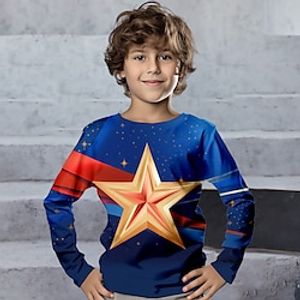 Boys 3D Stars Tee Shirt Long Sleeve 3D Print Spring Fall Sports Fashion Streetwear Polyester Kids 3-12 Years Crew Neck Outdoor Casual Daily Regular Fit Lightinthebox