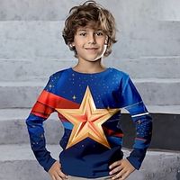 Boys 3D Stars Tee Shirt Long Sleeve 3D Print Spring Fall Sports Fashion Streetwear Polyester Kids 3-12 Years Crew Neck Outdoor Casual Daily Regular Fit Lightinthebox - thumbnail