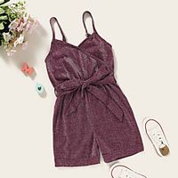 Kids Toddler Girls' Overall  Jumpsuit Solid Colored Print Active Fuchsia 2-8 Years miniinthebox - thumbnail