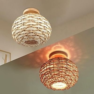 Farmhouse Rattan Flush Mount Ceiling Light Fixture 30cm Bohemian Ceiling Light Fixture with Hand-Woven Cage Shade for Hallway Porch Entryway Bedroom Kitchen 110-240V Lightinthebox Farmhouse Rattan Flush Mount Ceiling Light Fixture 30cm Bohemian Ceiling Light Fixture with Hand-Woven Cage Shade for Hallway Porch Entryway Bedroom Kitchen 110-240V Lightinthebox