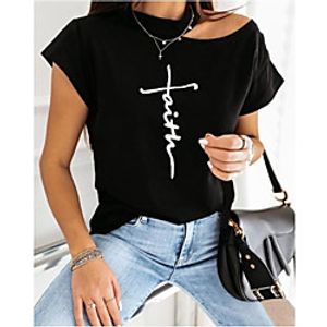 Women's Faith T shirt Letter Round Neck Tops White Black Blushing Pink miniinthebox