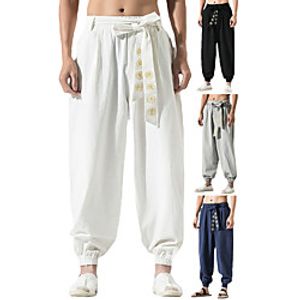 Men's Yoga Pants Drawstring Cropped Pants Harem Hippie Trousers  Aladdin Boho Baggy Pants Bohemian Pants Drop Trousers Adjustable Length Fitness Gym Workout Sports Casual Bottoms Black White Grey Lightinthebox