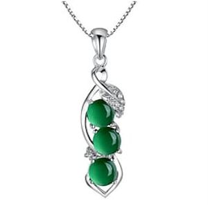 May polly Fashion trend natural green chalcedony string bean Pendant Necklace Lightinthebox