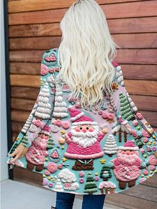 Women's Christmas Santa Claus 3D Printed Casual Cardigan