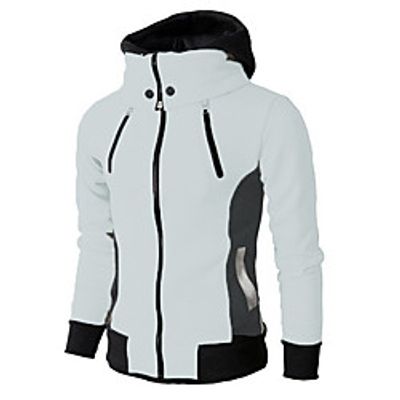 Men's Hoodie Zip Up Hoodie Solid Colored Casual Hoodies Sweatshirts  Dark Gray Beige Gray miniinthebox