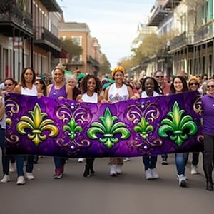 Mardi Gras Carnival Parade Flag Outdoor Patio Garden Flags Parade Banner Decor Party Supplies Lightinthebox