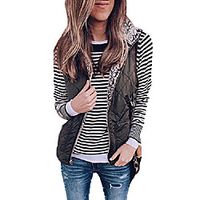 womens lightweight jackets vests zipper waistcoat quilted gilet coat outwear vest black l Lightinthebox - thumbnail