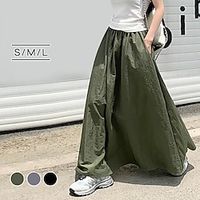 Women's Skirt Swing Maxi Cotton Linen Black Green Gray Skirts Summer Pocket High Waist Basic Casual Casual Daily Weekend S M L Lightinthebox - thumbnail