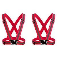 reflective vest 2 pack safety gear with high visibility adjustable straps for running, jogging, cycling, hiking, walking, multicolor optional (red) miniinthebox - thumbnail