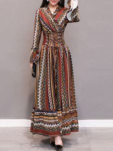 Bohemian Women Printed V-neck Maxi Dresses