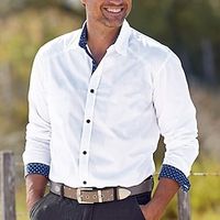 Men's Shirt Button Up Shirt Casual Shirt White Long Sleeve Polka Dot Color Block Lapel Daily Vacation Patchwork Clothing Apparel Casual Comfortable Smart Casual Lightinthebox - thumbnail