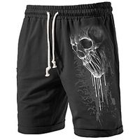 Men's Classic Style Fashion Active Shorts Drawstring Elastic Waist Print Short Pants Sports Outdoor Casual Micro-elastic Skull Cotton Blend Comfort Breathable Mid Waist Black L XL XXL 3XL 4XL Lightinthebox - thumbnail