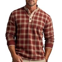 Graphic Plaid Fashion Daily Casual Men's 3D Print Henley Shirt Casual Holiday Going out T shirt Blue Red  White Green Long Sleeve Henley Shirt Spring   Fall Clothing Apparel S M L XL XXL 3XL 4XL Lightinthebox - thumbnail