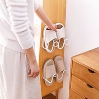 5pcs Shoe Rack Bathroom Slipper Rack Wall Mounted Shoe Storage Rack Double Layer Creative Adhesive Shoe Rack Storage Rack Lightinthebox - thumbnail