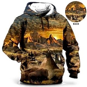 Men's Plus Size Pullover Hoodie Sweatshirt Big and Tall 3D Print Hooded Long Sleeve Spring   Fall Fashion Streetwear Basic Comfortable Daily Wear Vacation Tops miniinthebox