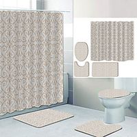 Simple Series 9 Digital Printing Four-piece Set Shower Curtains and Hooks Modern Polyester Machine Made Waterproof Bathroom miniinthebox - thumbnail