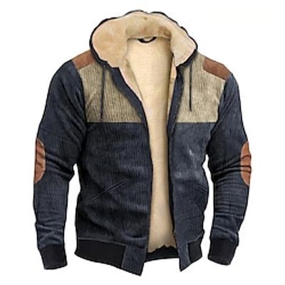 Men's Full Zip Hoodie Hoodie Jacket Sweat Jacket Fuzzy Sherpa Black Blue Gray Hooded Color Block Sports  Outdoor Daily Holiday Streetwear Cool Casual Fall Winter Clothing Apparel Hoodies Sweatshirts  Lightinthebox