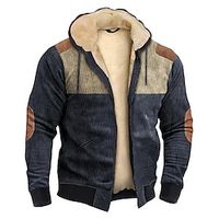 Men's Full Zip Hoodie Hoodie Jacket Sweat Jacket Fuzzy Sherpa Black Blue Gray Hooded Color Block Sports  Outdoor Daily Holiday Streetwear Cool Casual Fall Winter Clothing Apparel Hoodies Sweatshirts  Lightinthebox - thumbnail