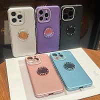 Phone Case For iPhone 15 Pro Max Plus iPhone 14 13 12 11 Pro Max Plus Back Cover with Stand Holder Bling Glitter Shiny Shockproof TPU Plating Metal Lightinthebox