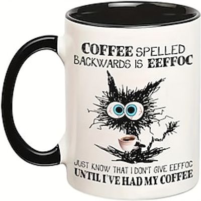 1pc Coffee Spelled Backwards Is Eeffoc White Mug Round Coffee Mugs For Men And Women Hot Iced Tea Mug Ceramic Sarcastic Insulated Travel Or Camping Cup Custom Gifts Birthday Gift Christmas Gift Lightinthebox