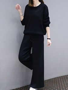 Round Neck Plain Sweatshirt Suit
