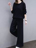 Round Neck Plain Sweatshirt Suit - thumbnail