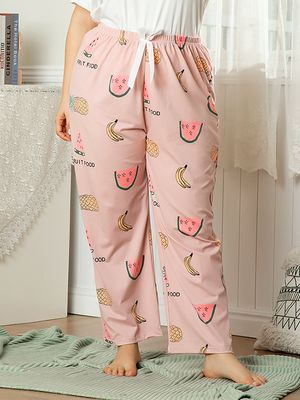 Plus Size Print Tie-up Design Sleepwear Pants Plus Size Print Tie-up Design Sleepwear Pants
