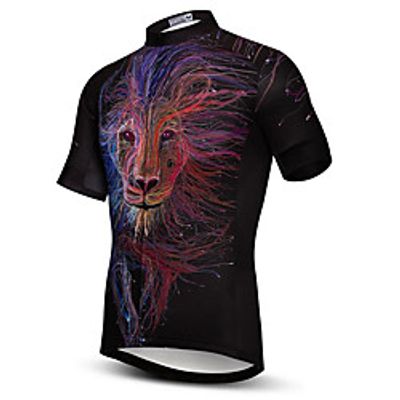 21Grams Men's Short Sleeve Cycling Jersey Summer Spandex Polyester Fuchsia Wolf Bike Jersey Top Mountain Bike MTB Road Bike Cycling Quick Dry Moisture Wicking Breathable Sports Clothing Apparel Lightinthebox