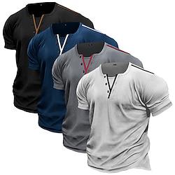 Men's Henley Shirt Tee Top Color Block Henley Outdoor Casual Short Sleeve Button Clothing Apparel Fashion Designer Comfortable Lightinthebox