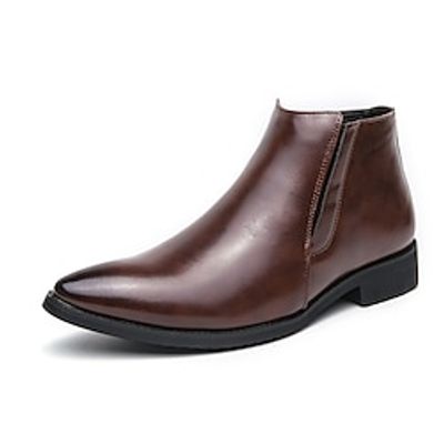 Men's Boots Dress Shoes British Style Plaid Shoes Fashion Boots Casual British Daily PU Comfortable Booties  Ankle Boots Zipper Black Brown Fall Winter Lightinthebox