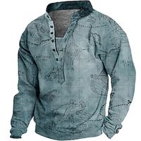 Men's Unisex Sweatshirt Pullover Map Graphic Prints Spray Print Casual Daily Sports 3D Print Streetwear Designer Hoodies Sweatshirts  Long Sleeve Blue Brown miniinthebox - thumbnail