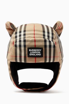 Logo Appliqué Vintage Check Cotton Hat