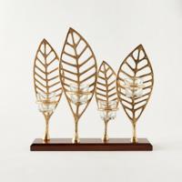 Leaf Accented Votive Holder - 12 cms