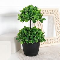 1PC Fashion Evergreen Plants Simulating Mini Favorite Grassland Melon Leaf Potted Plants on Upper and Lower Levels Suitable for Decorating Home Restaurant Desktop Window Sill Office and Commerc miniinthebox