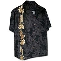 Men's Shirt Floral Coconut Tree Graphic Prints Turndown Black 3D Print Casual Holiday Short Sleeve Button-Down Print Clothing Apparel Tropical Fashion Hawaiian Soft Lightinthebox - thumbnail