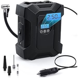 Tire Inflator Portable Air Compressor, 12v Dc Air Pump for Car Tires with Digital Pressure Gauge 150psi and Emergency Led Light, Tire Pump for Car Bicycle Motorcycle Basketball and Other Inflatables Lightinthebox