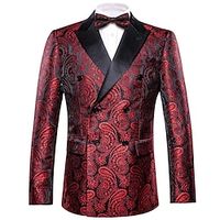Men's Fashion Paisley Blazer Jacket Cotton Blend Fabric Printing Regular Tailored Fit Double Breasted Six-buttons Black Burgundy Royal Blue Gold 2023 Lightinthebox - thumbnail