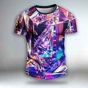 Graphic Optical Illusion Geometic Visual Deception Daily Designer Artistic Men's 3D Print Party Casual Holiday T shirt Light Green Burgundy Light Purple Short Sleeve Crew Neck Shirt Spring  Summer Lightinthebox