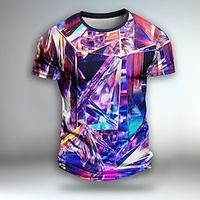 Graphic Optical Illusion Geometic Visual Deception Daily Designer Artistic Men's 3D Print Party Casual Holiday T shirt Light Green Burgundy Light Purple Short Sleeve Crew Neck Shirt Spring  Summer Lightinthebox - thumbnail