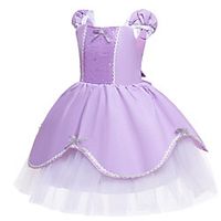 Kids Little Girls' Dress Solid Colored A Line Dress Party Birthday Mesh Lace Puff Sleeve Purple Maxi Sleeveless Princess Cute Dresses Fall Summer Regular Fit 2-6 Years Lightinthebox - thumbnail