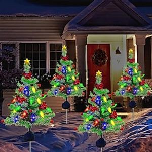 2pcs Four-color Christmas Tree Solar LED Ground lights Outdoor Decoration Christmas Courtyard lawn Garden landscape lights miniinthebox